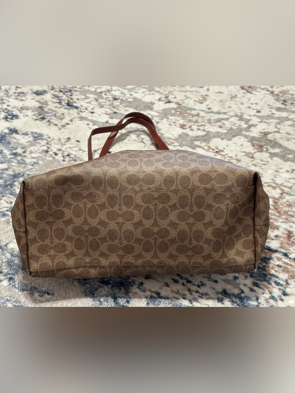 Coach Signature Canvas Tote with Leather Straps and Gold Chain - Picture 3 of 7